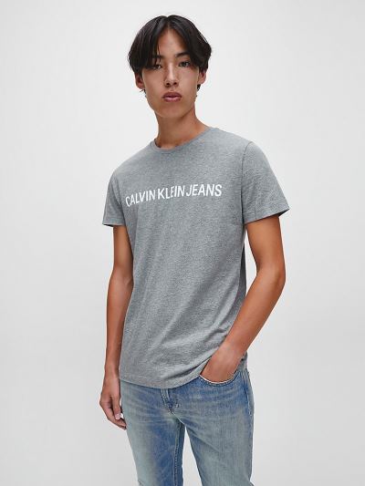 Calvin Klein Ruhák HU959993 | Calvin Klein Organic Cotton Logo Férfi Póló Szürke